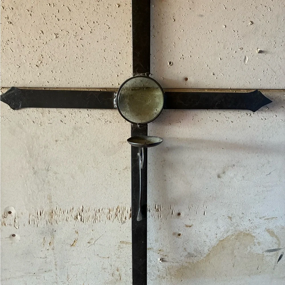 Elegant Black Wall Cross Candle Holder